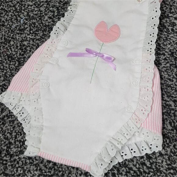 Vintage Tulip Eyelet Lace Striped Romper - Picture 3 of 5